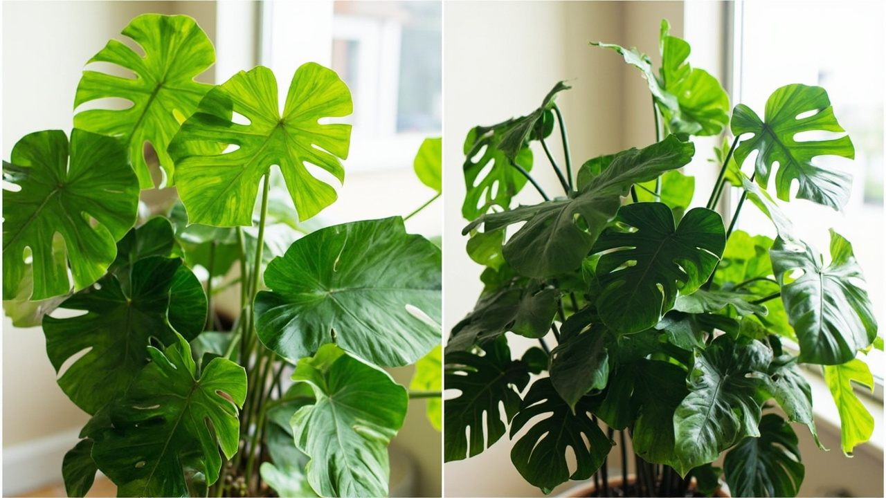 Perbandingan daun monstera dan philodendron